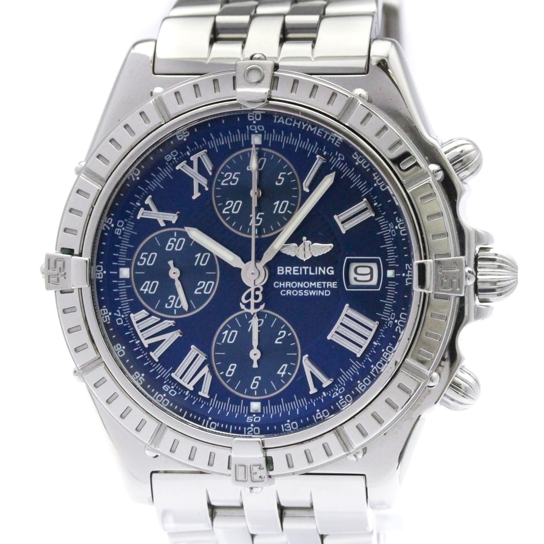 BREITLING Crosswind Chronograph Steel Automatic Watch A13355 Polished (1 of 8)
