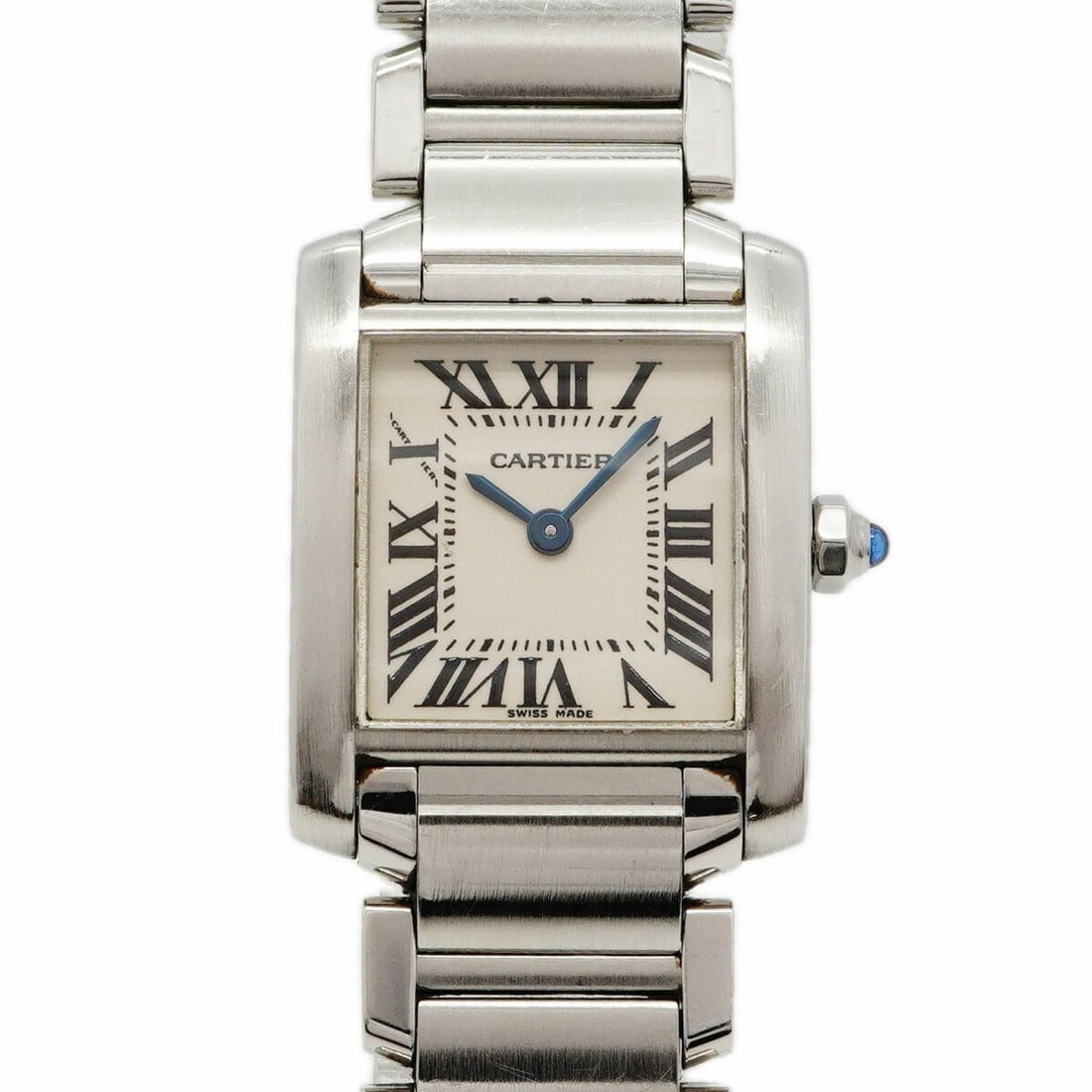Cartier Tank Française SM W51008Q3 White Dial Women's Watch: --- Catalog ---Category: SizeWrist Size: 14.5cm / 5.7''Case Diameter: 20.2mm / 0.8''Category: DesignType: WristwatchGender: WomenColor (Dial): WhiteMaterial (Band): Stainless steelCategory: GeneralMPN