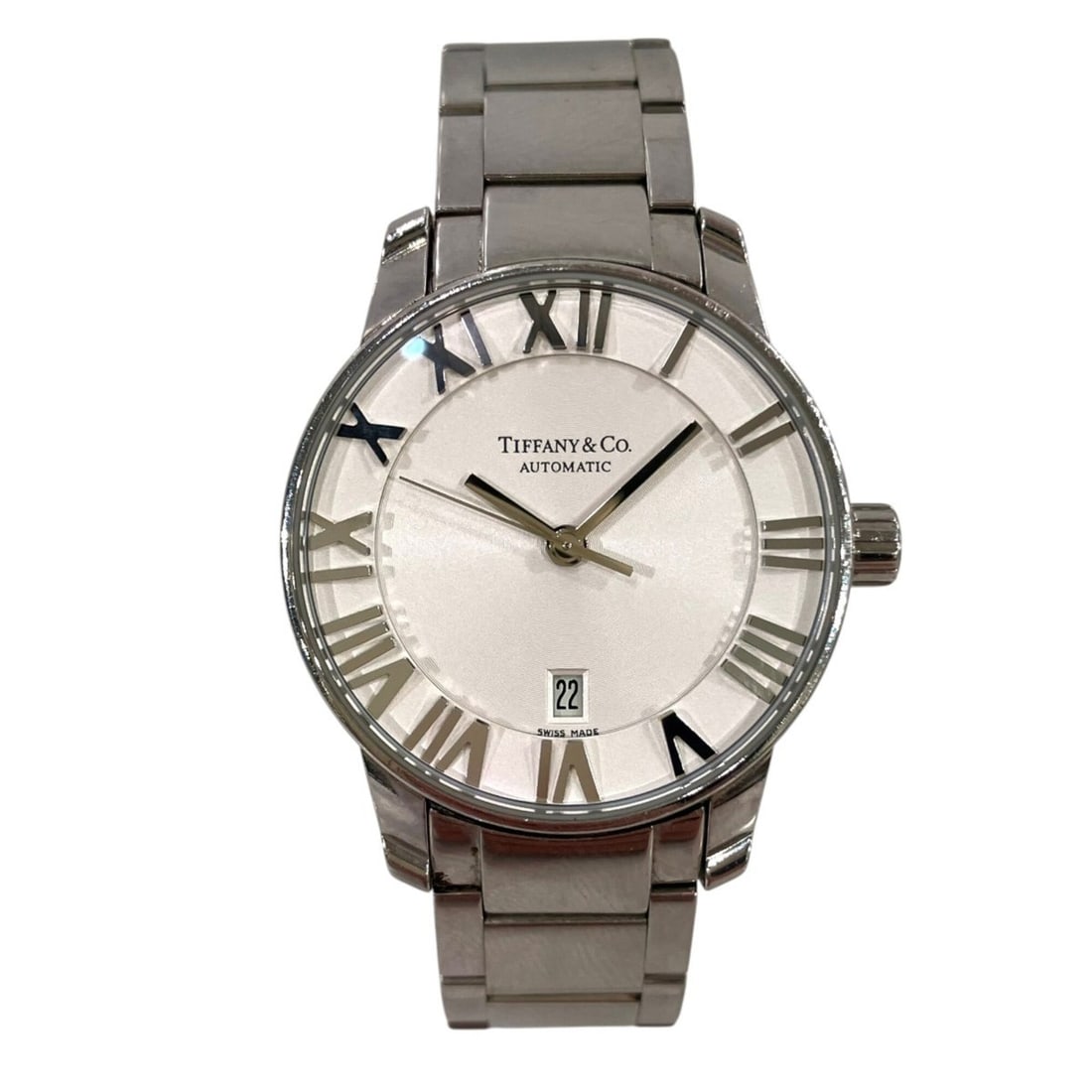 Tiffany & Co. Atlas Dome Watch, Total Weight 64g, Stainless Steel, Automatic Movement, Silver Dial,: --- Catalog ---Category: SizeWrist Size: 14.5cm / 5.7''Case Diameter: 29mm / 1.14''Category: DesignType: WristwatchGender: Men,WomenColor (Dial): SilverMaterial (Band): Stainless steelMaterial (Case):