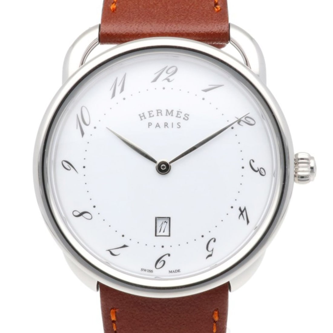 Hermes Arceau Watch, Stainless Steel AR7Q.810 Quartz Men's Watch: --- Catalog ---Category: SizeWrist Size: 15cm - 18cm / 5.9'' - 7.08''Case Diameter: 40mm / 1.57''Category: DesignType: WristwatchGender: MenMaterial (Band): Stainless steelMaterial (Case): Stainless s