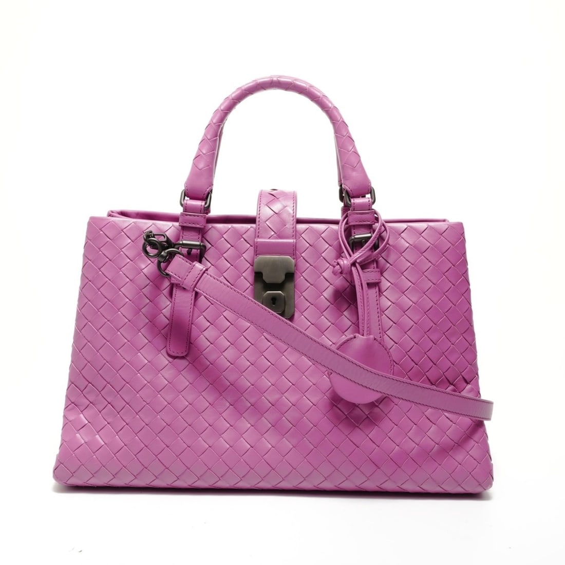 Bottega Veneta Intrecciato Roma 2-Way Leather Handbag, Purple (1 of 14)