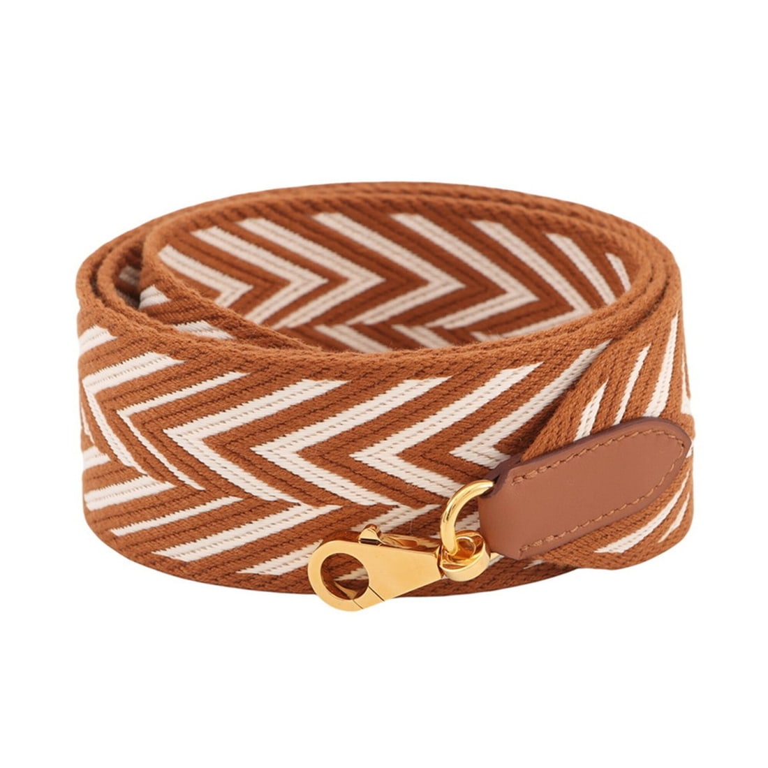 Hermes Shoulder Strap Bandoulière Sangle Zigzag Ecru Gold Canvas Swift B Stamp Handbag HERMES: --- Catalog ---Category: SizeSize (HxWxD): 115.5cm x 5cm / 45.47'' x 1.96''Category: DesignType: StrapColor: Beige, GoldGender: Men,WomenCategory: GeneralBrand: HermesCountry of Origin: France--- Item