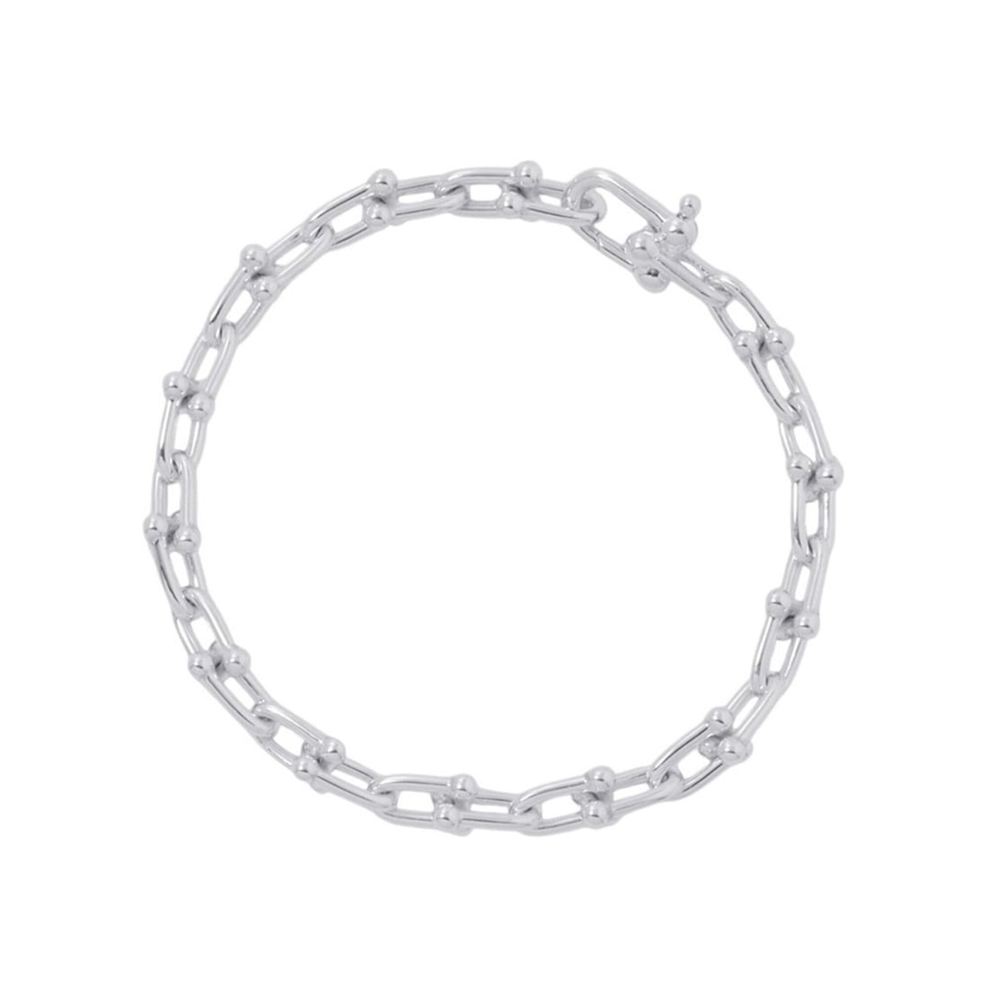 Tiffany & Co. Hardware Small Link Bracelet, Extra Large Size, SV925 Silver.: --- Catalog ---Category: SizeWidth: 18cm / 7.08''Category: DesignType: Charm braceletGender: Women,MenMaterial: Silver 925Category: GeneralBrand: TiffanyCountry of Origin: Italy--- Item List ---Sectio