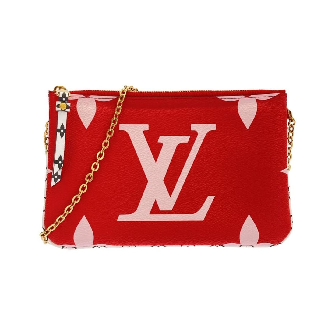 Louis Vuitton Monogram Giant Pochette Double Zip M67561 Shoulder Bag: --- Catalog ---Category: SizeSize (HxWxD): 13.5cm x 21cm x 2cm / 5.31'' x 8.26'' x 0.78''Category: DesignType: Pochette, Shoulder bagColor: RougeGender: WomenMaterial: Coated canvas Hardware Color: Go
