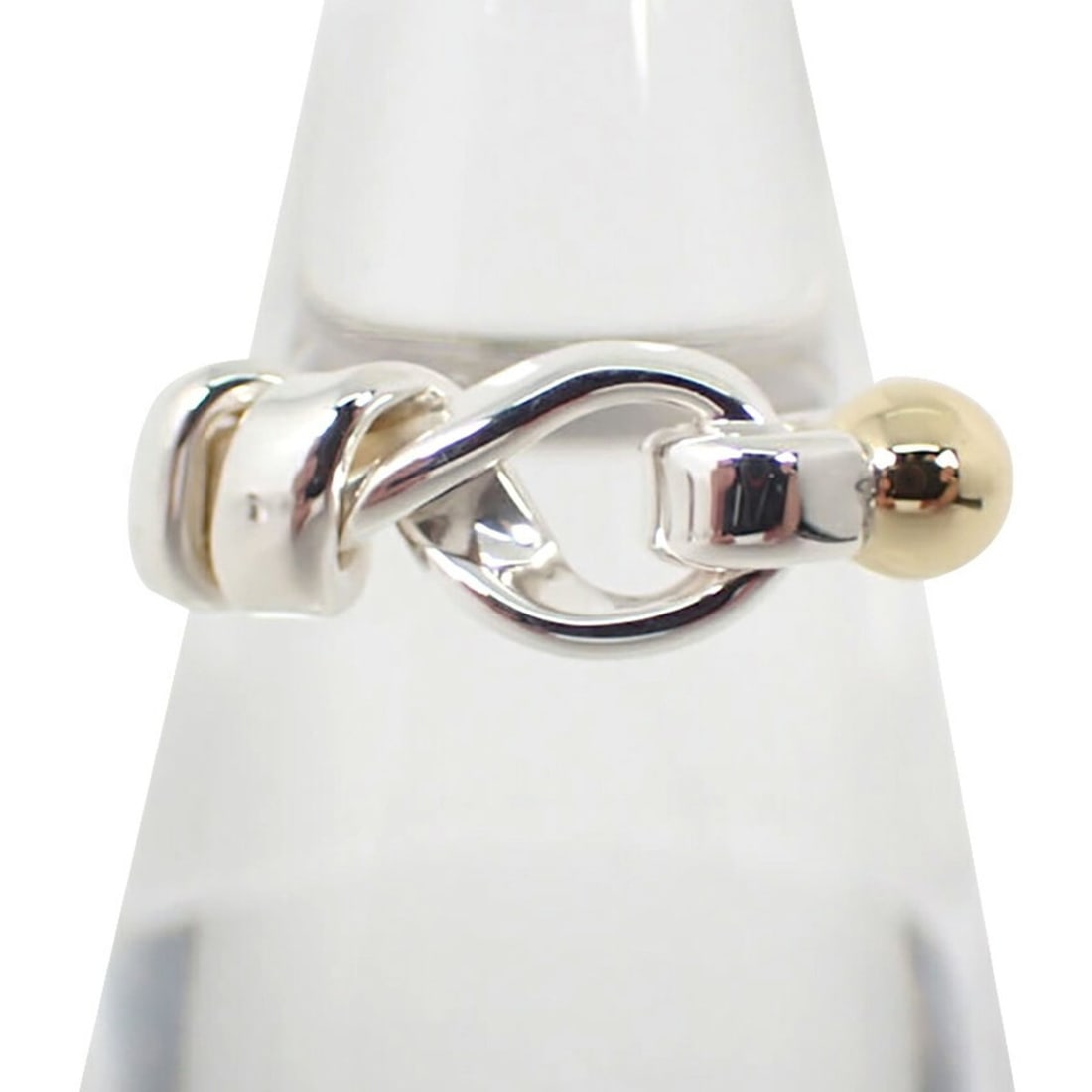 TIFFANY & Co. 925 750 Hook Eye Ring, Size 7: --- Catalog ---Category: SizeUS Size: 4Brand Size: 47Category: DesignType: Band ringGender: WomenMaterial: Sterling silver 925, Yellow gold (18K)Category: GeneralBrand: Tiffany--- Item List ---Section
