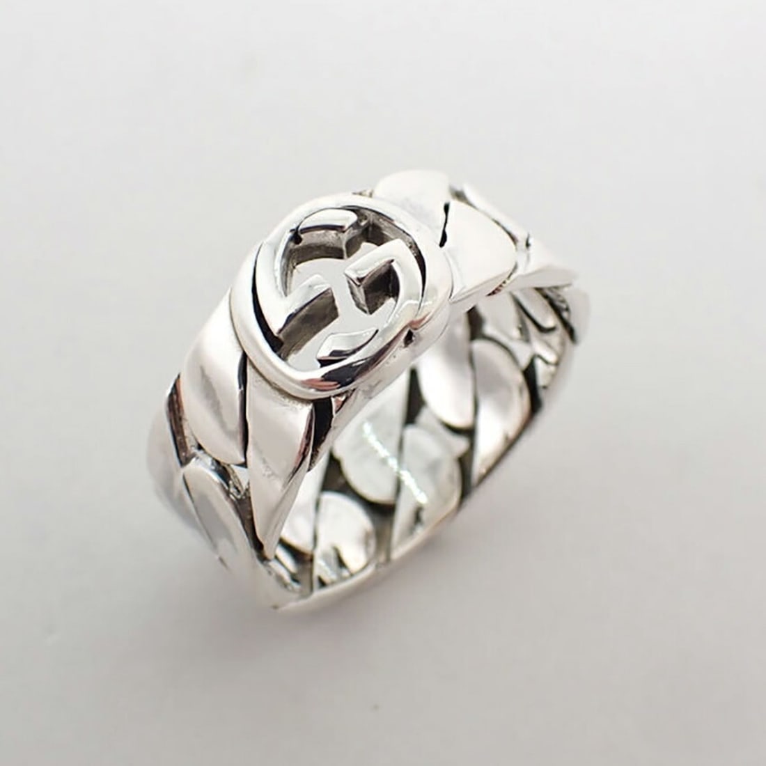 GUCCI 925 Interlocking G Ring, Size 17 - 6
