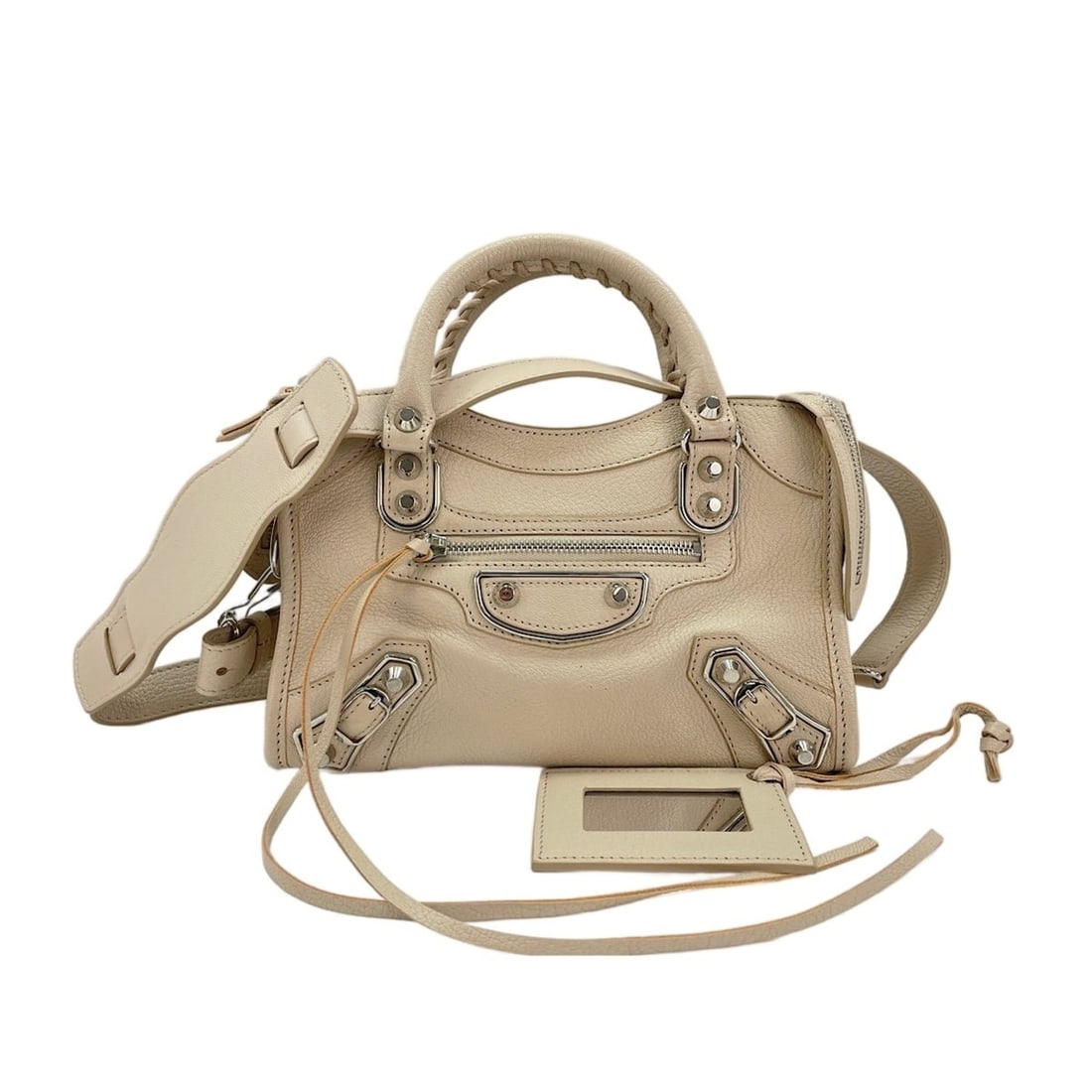Balenciaga Mini City 2-Way Handbag, Beige: --- Catalog ---Category: SizeSize (HxWxD): 15cm x 24cm x 9cm / 5.9'' x 9.44'' x 3.54''Category: DesignType: HandbagColor: BeigeGender: WomenCategory: GeneralBrand: BalenciagaCountry of Origin: France-