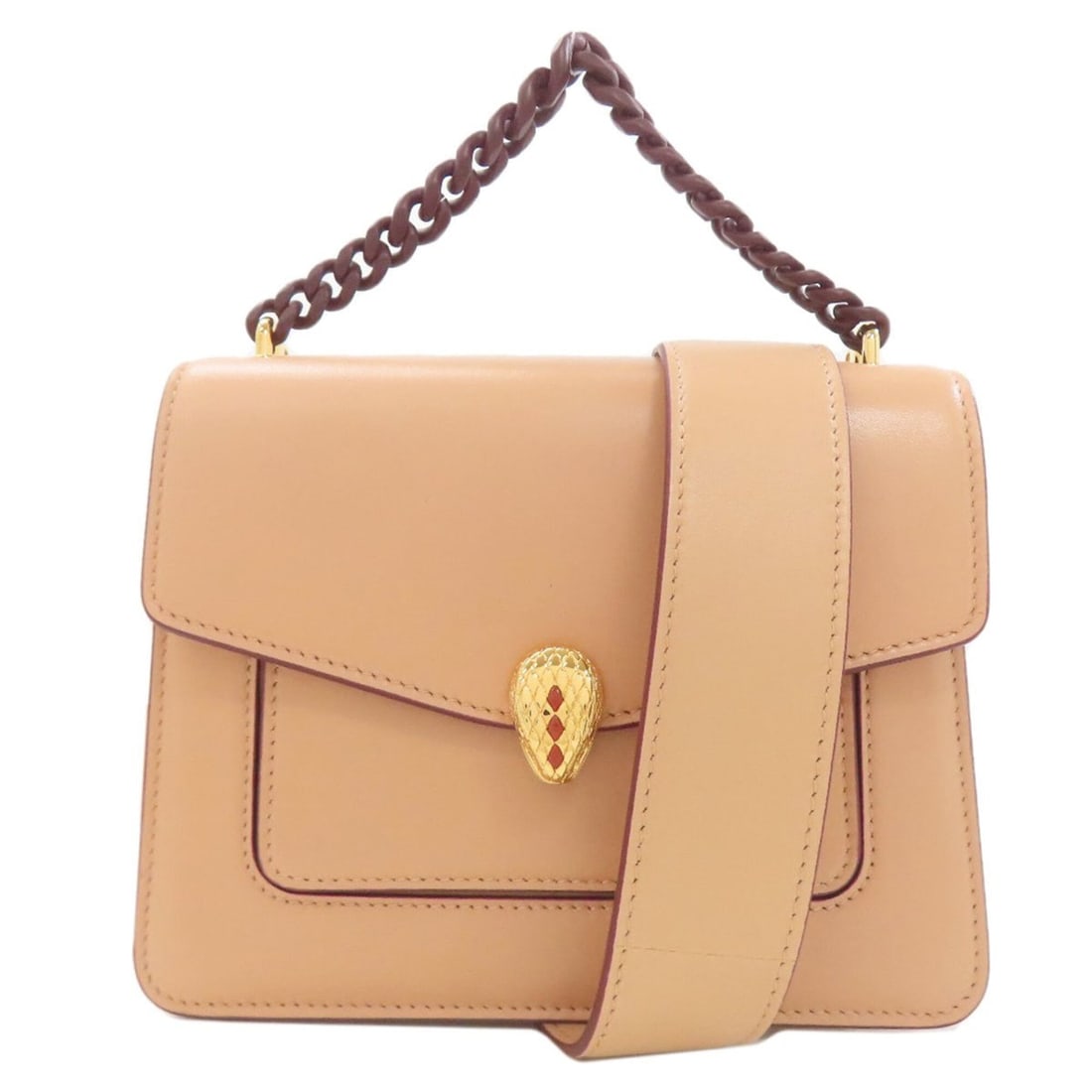 Bulgari Serpenti 2-Way Handbag, Calfskin, Women's, BVLGARI: --- Catalog ---Category: SizeSize (HxWxD): 16cm x 20cm x 7.5cm / 6.29'' x 7.87'' x 2.95''Strap Length: 90cm - 105cm / 35.43'' - 41.33''Handle Length: 21cm / 8.26''Category: DesignType: HandbagColor: B