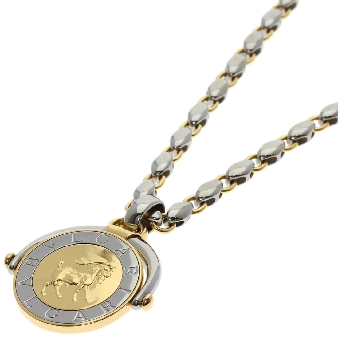 Bulgari Horoscope Necklace 18K Yellow Gold/Stainless Steel Women's BVLGARI: --- Catalog ---Category: SizePendant Size: 36mm x 28mm / 1.41'' x 1.1''Neck Circumference: 50 cm / 19.68''Category: DesignColor: Yellow goldGender: WomenMaterial: Yellow gold (18K)Necklace Type: Neckl