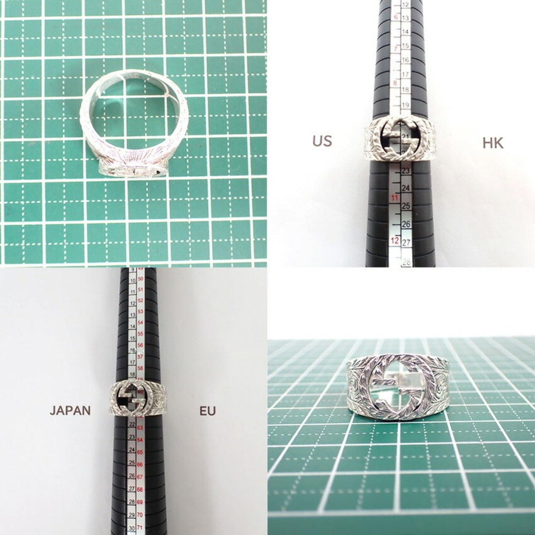 GUCCI 925 Interlocking G Ring, Size 20 - 10