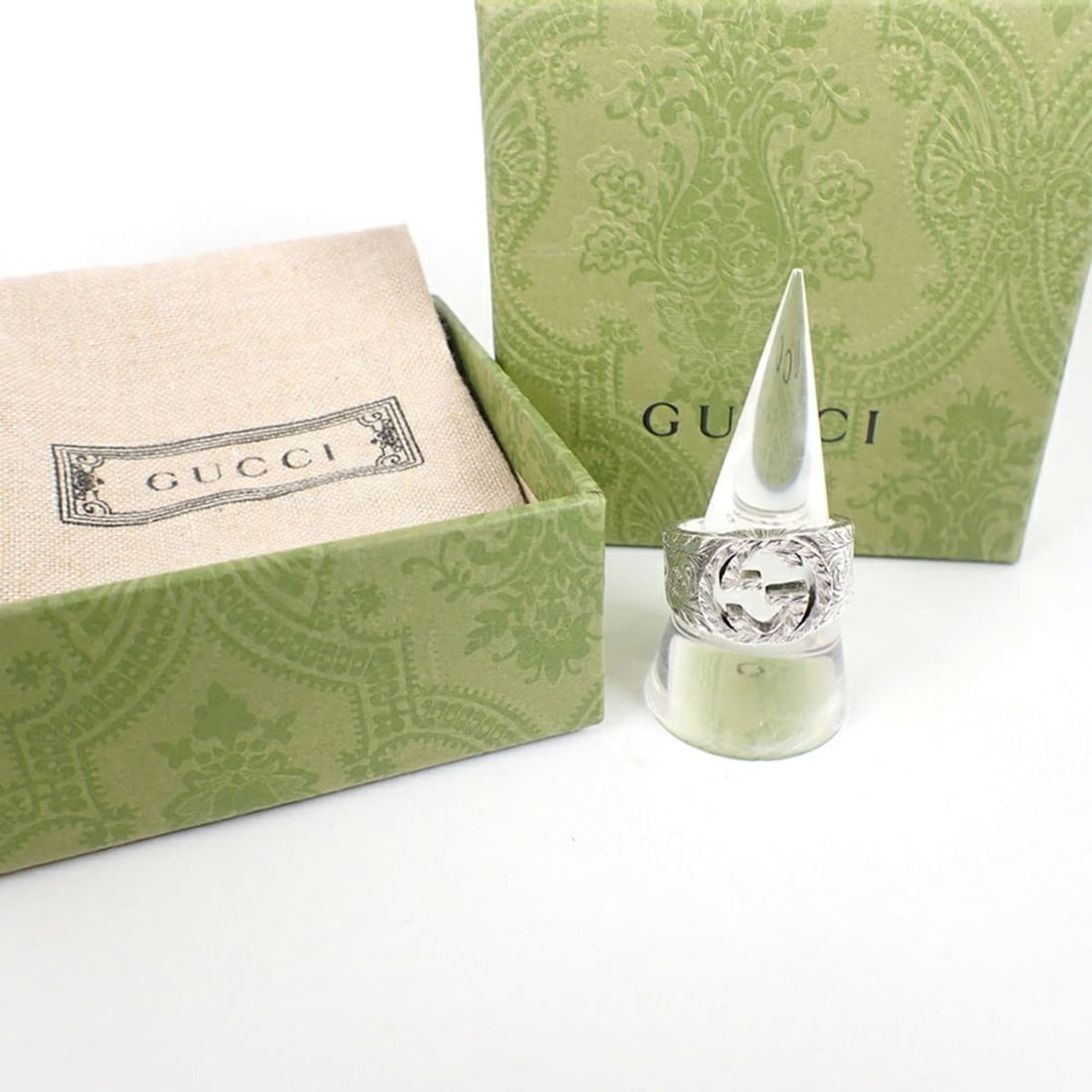 GUCCI 925 Interlocking G Ring, Size 20 - 7