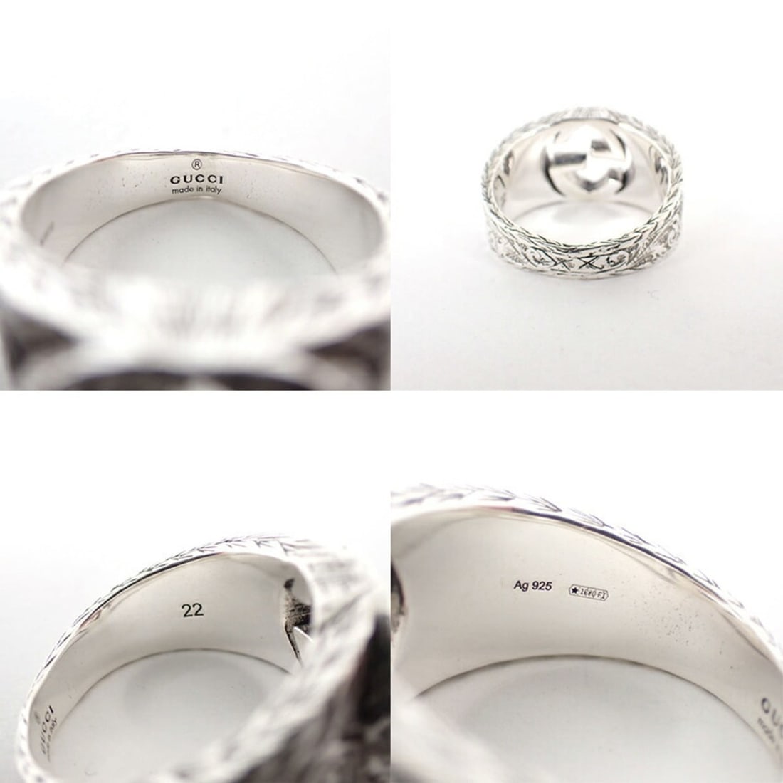GUCCI 925 Interlocking G Ring, Size 20 - 9
