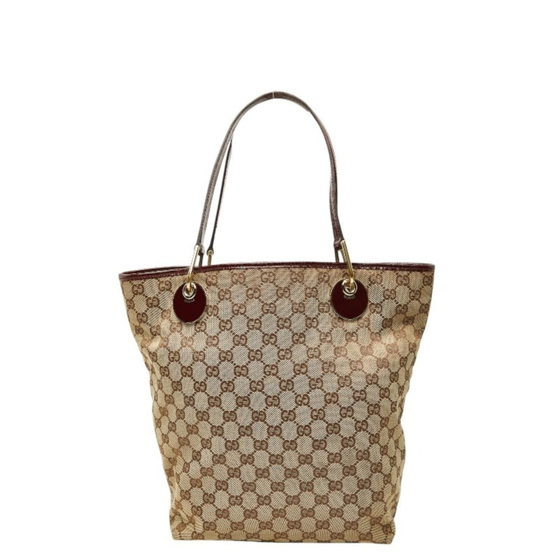 Gucci GG Canvas Tote Bag Handbag 120836 Brown Red Leather Women's GUCCI: --- Catalog ---Category: SizeSize (HxWxD): 31cm x 37cm x 11.5cm / 12.2'' x 14.56'' x 4.52''Category: DesignType: Handbag, Tote bagColor: Brown, Red colorGender: WomenMaterial: Canvas , Leather Categor