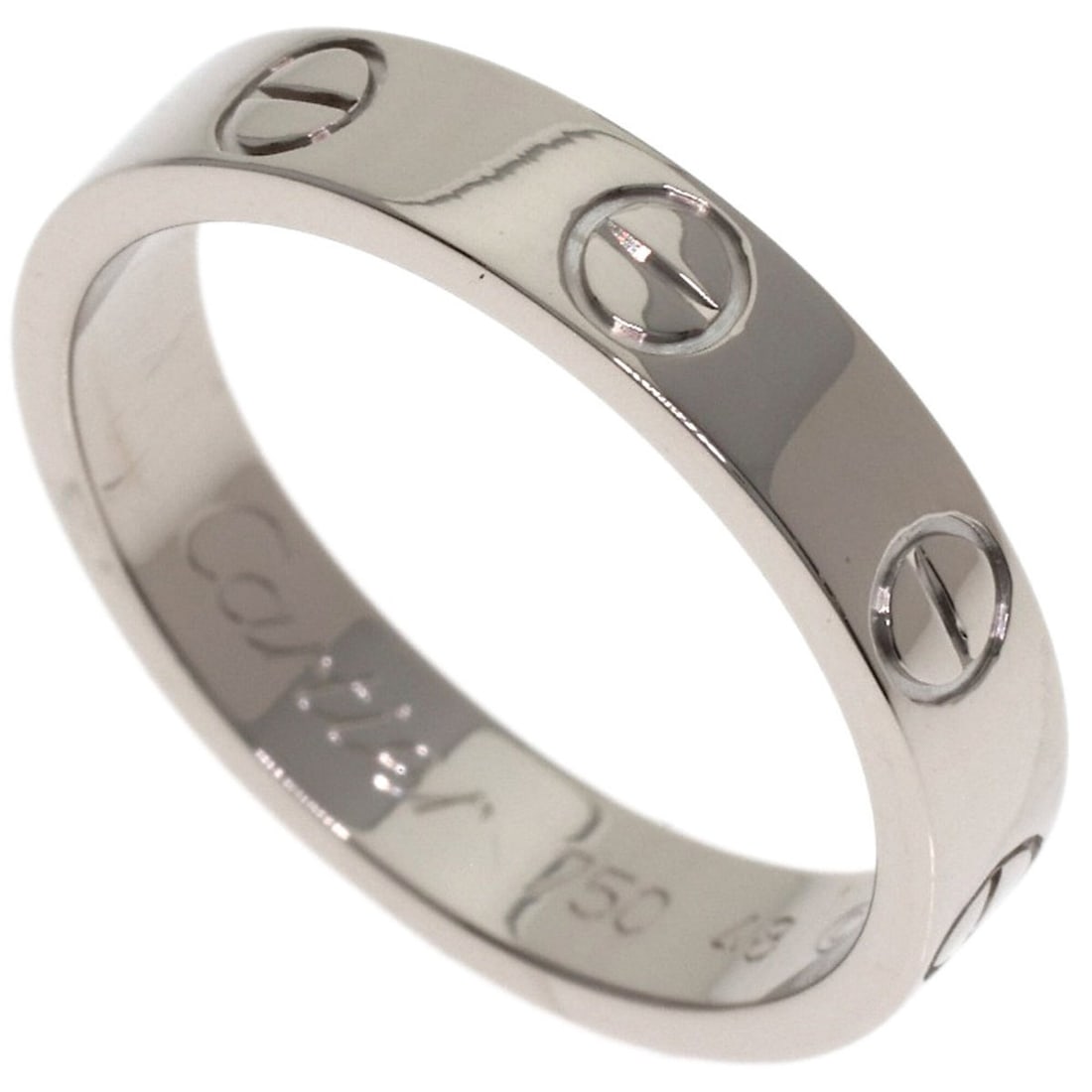 Cartier Mini Love Ring #48, 18K White Gold, Women's Ring, CARTIER: --- Catalog ---Category: SizeJP Size: 8US Size: 4.5Category: DesignType: Band ringGender: WomenMaterial: White gold (18K)Category: GeneralBrand: Cartier--- Item List ---Section: ConditionRanking: Rank