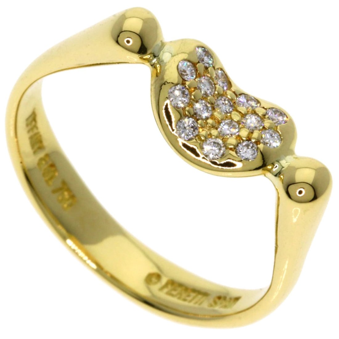 Tiffany & Co. Bean Diamond Ring, 18K Yellow Gold, Women's.: --- Catalog ---Category: SizeJP Size: 8US Size: 4.5Category: DesignType: Band ringStone: DiamondGender: WomenMaterial: Yellow gold (18K)Category: GeneralBrand: Tiffany--- Item List ---Section: Conditi