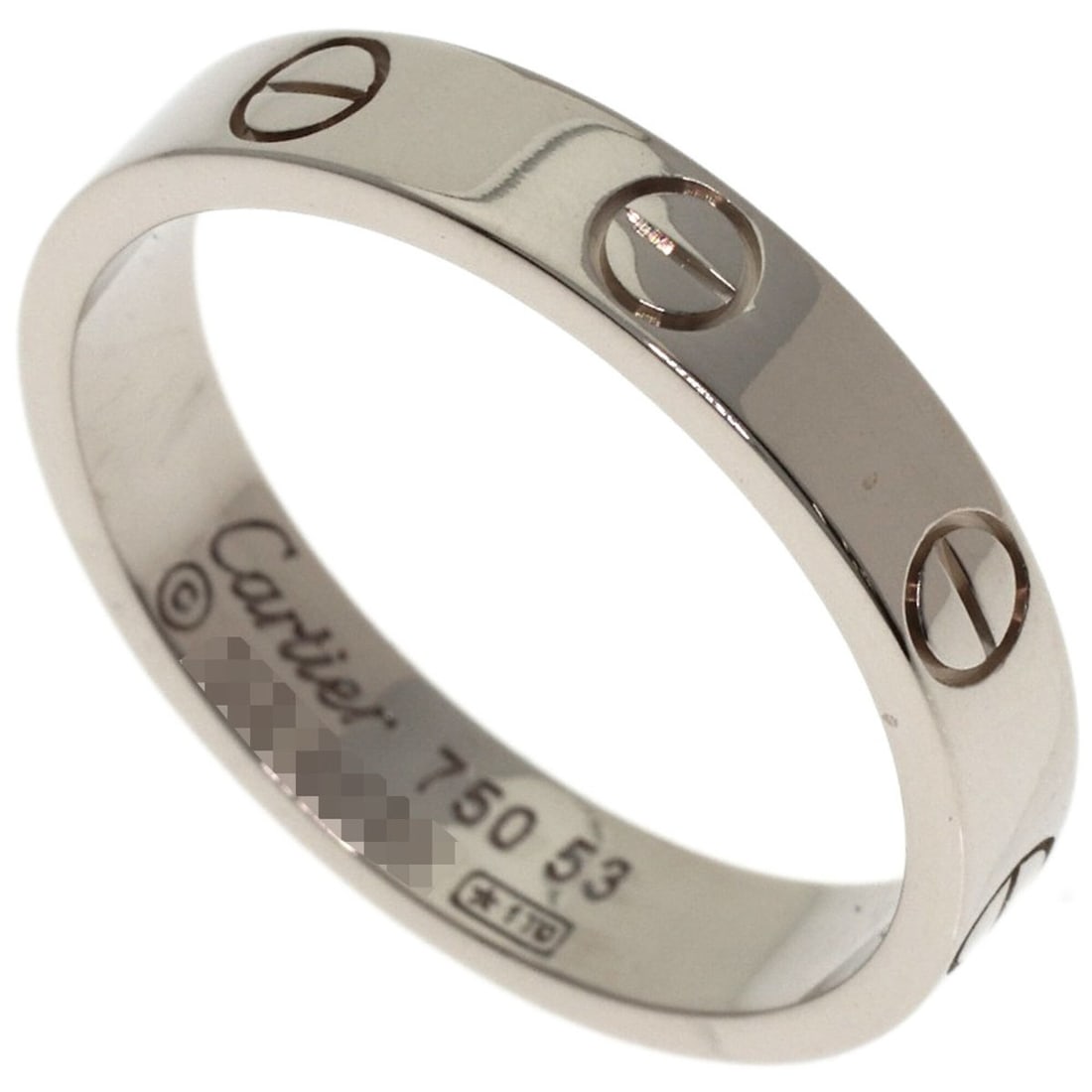Cartier Mini Love Ring #53, 18K White Gold, Women's Ring, CARTIER: --- Catalog ---Category: SizeJP Size: 13US Size: 6.5Category: DesignType: Band ringGender: WomenMaterial: White gold (18K)Category: GeneralBrand: Cartier--- Item List ---Section: ConditionRanking: Ran