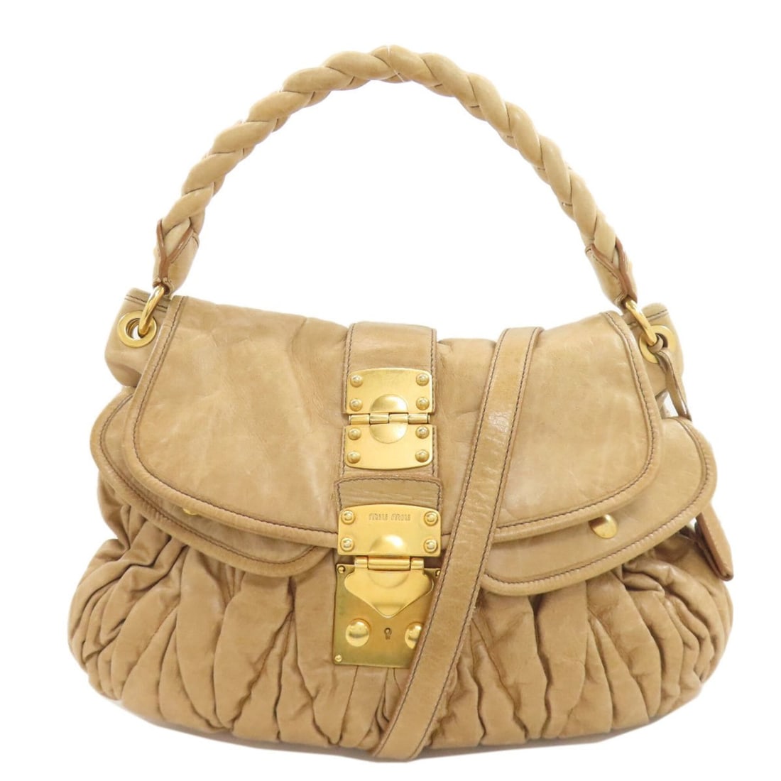 Miu Miu Miu 2-Way Tote Bag, Leather, Women's MIUMIU: --- Catalog ---Category: SizeSize (HxWxD): 27.5cm x 38cm x 7cm / 10.82'' x 14.96'' x 2.75''Strap Length: 113cm / 44.48''Handle Length: 37cm / 14.56''Category: DesignType: Tote bagColor: BeigeGender: W