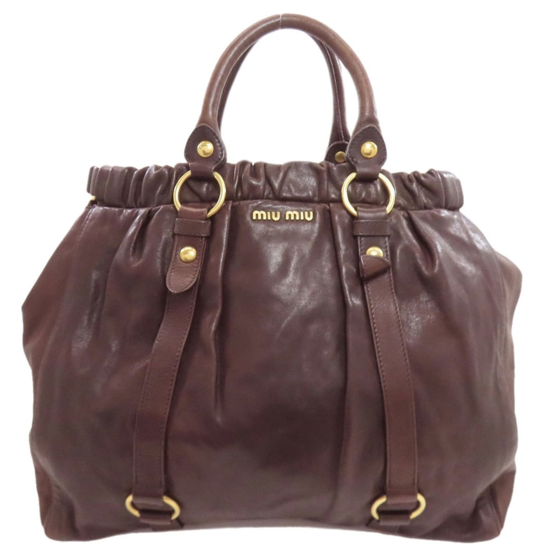 Miu Miu Miu Logo Tote Bag, Calfskin, Women's MIUMIU: --- Catalog ---Category: SizeSize (HxWxD): 35cm x 41cm x 14cm / 13.77'' x 16.14'' x 5.51''Handle Length: 29cm / 11.41''Category: DesignType: Tote bagColor: Dark brownGender: WomenMaterial: Leather Lea