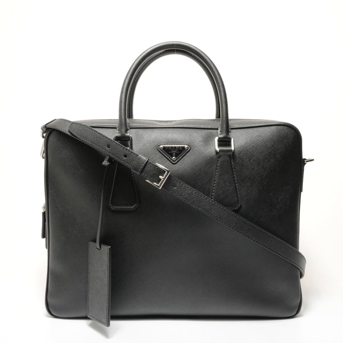 Prada Saffiano Leather Briefcase Handbag, Black: --- Catalog ---Category: SizeSize (HxWxD): 27cm x 36cm x 7cm / 10.62'' x 14.17'' x 2.75''Category: DesignType: Briefcase, HandbagColor: BlackGender: Women,MenCategory: GeneralBrand: Prada--- Item List