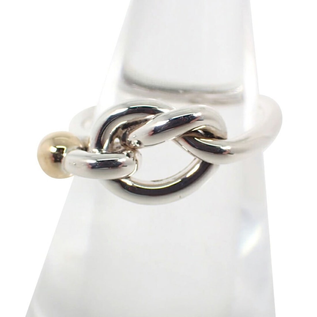 TIFFANY & Co. 925 750 Love Knot Ring, Size 8: --- Catalog ---Category: SizeUS Size: 4.5Brand Size: 48Category: DesignType: Band ringGender: WomenMaterial: Sterling silver 925, Yellow gold (18K)Category: GeneralBrand: Tiffany--- Item List ---Secti