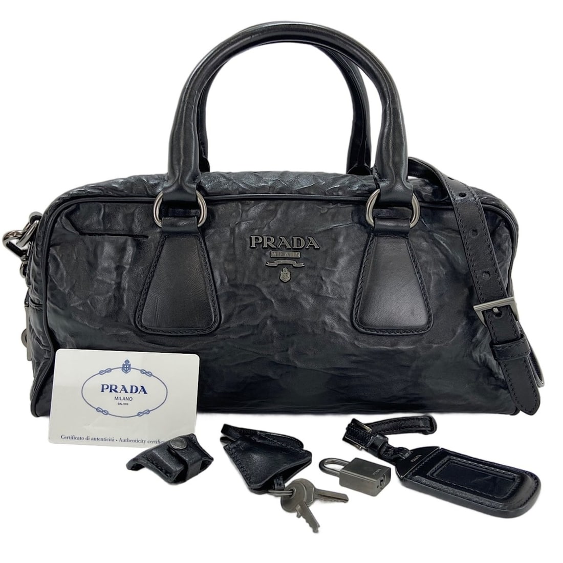 Prada PRADA 2-way handbag, black: --- Catalog ---Category: SizeSize (HxWxD): 17cm x 31cm x 11cm / 6.69'' x 12.2'' x 4.33''Category: DesignType: HandbagColor: BlackGender: WomenCategory: GeneralBrand: PradaCountry of Origin: Italy--- I