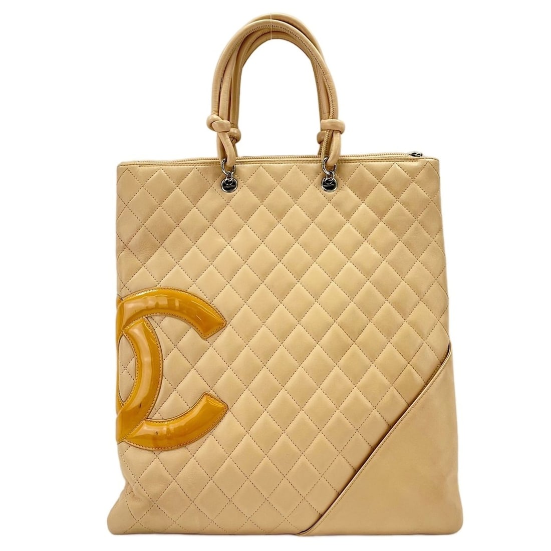 Chanel Cambon Line Tote Bag, Beige: --- Catalog ---Category: SizeHandle Drop: 11.50cm / 4.53''Size (HxWxD): 34cm x 31cm x 1cm / 13.38'' x 12.2'' x 0.39''Category: DesignType: Tote bagColor: BeigeGender: WomenMaterial: Cambon ligne Categ