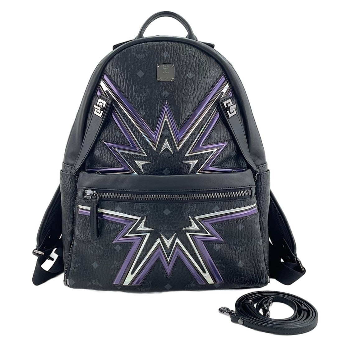 MCM Stark Cyberflash Backpack, Black: --- Catalog ---Category: SizeSize (HxWxD): 37cm x 34cm x 15.5cm / 14.56'' x 13.38'' x 6.1''Strap Length: 72cm - 89cm / 28.34'' - 35.03''Category: DesignType: BackpackColor: BlackGender: Women,MenCateg
