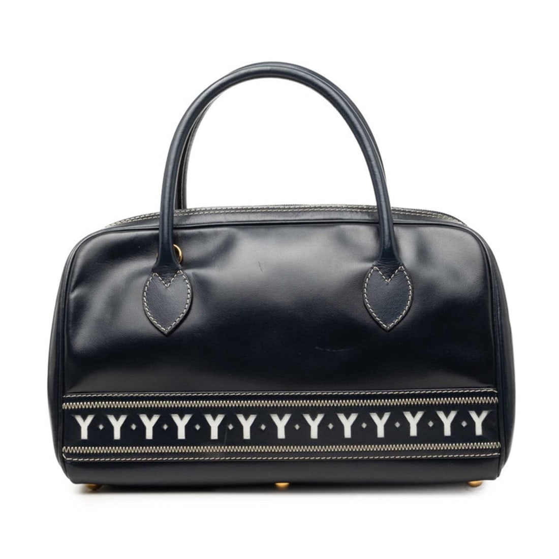 Saint Laurent Mini Boston Bag Handbag Navy White Leather Women's SAINT LAURENT: --- Catalog ---Category: SizeSize (HxWxD): 20cm x 31.5cm x 14cm / 7.87'' x 12.4'' x 5.51''Category: DesignType: Boston bag, HandbagColor: Navy, WhiteGender: WomenMaterial: Leather Category: GeneralBra