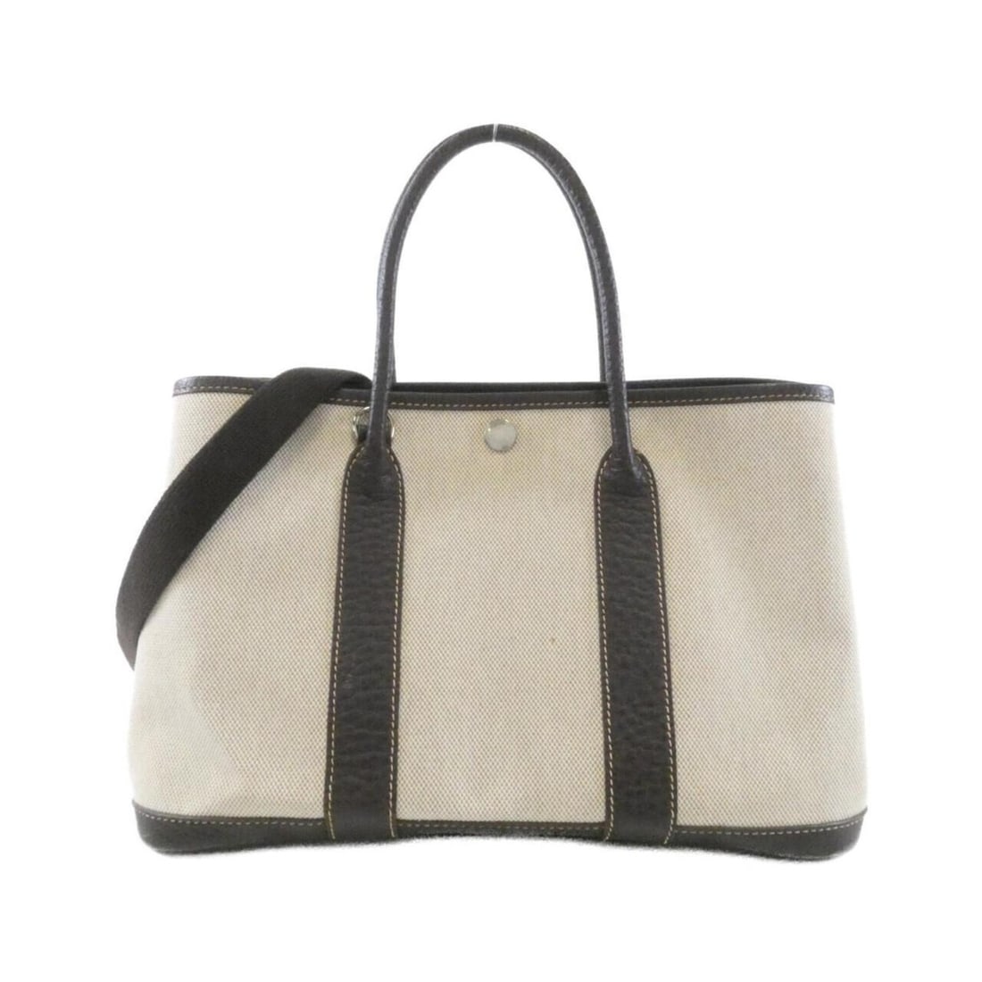 Hermes Garden Party 30cm 041458CK Handbag: --- Catalog ---Category: SizeSize (HxWxD): 21cm x 30cm x 14cm / 8.26'' x 11.81'' x 5.51''Category: DesignType: HandbagColor: BrownGender: WomenMaterial: Toile H , Buffle skipper leather Hardware Color