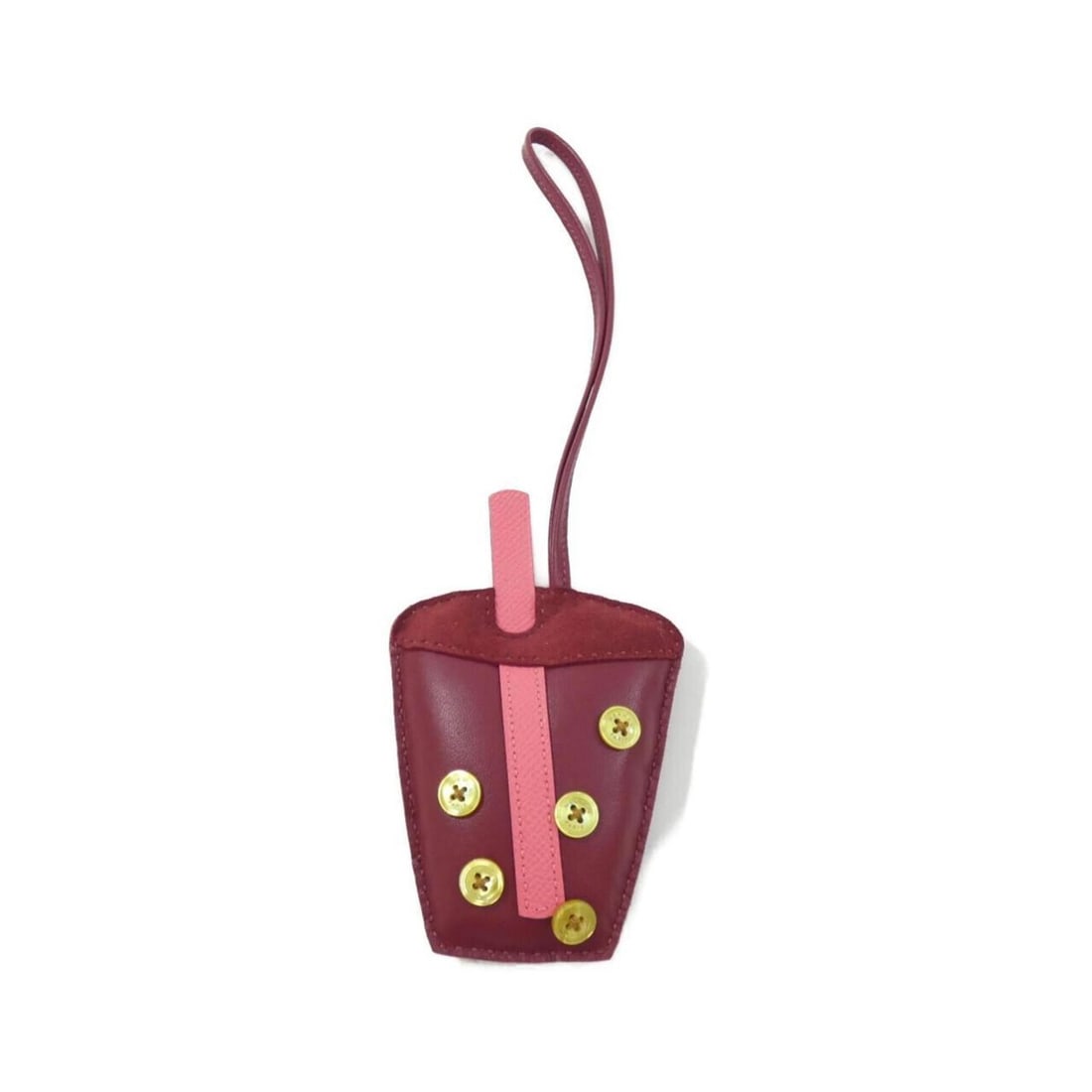 Hermes Bubble Tea 1074198 Accessory Bag Charm: --- Catalog ---Category: SizeChain Length: 380.00mm / 14.96''Size (HxWxD): 130.00mm x 80.00mm / 5.12'' x 3.15''Category: DesignType: Handbag charmColor: Rouge GrenatGender: WomenMaterial: Agneau Milo,