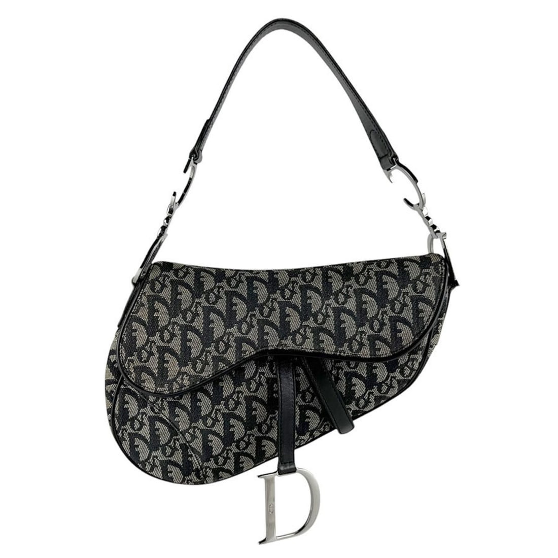 Christian Dior Saddle Bag Shoulder Bag, Canvas and Leather, Navy Silver, Women's, z10278: --- Catalog ---Category: SizeSize (HxWxD): 18cm x 20cm x 4cm / 7.08'' x 7.87'' x 1.57''Category: DesignType: Saddle bag, Shoulder bagColor: NavyGender: WomenMaterial: Canvas , Leather Category: Genera