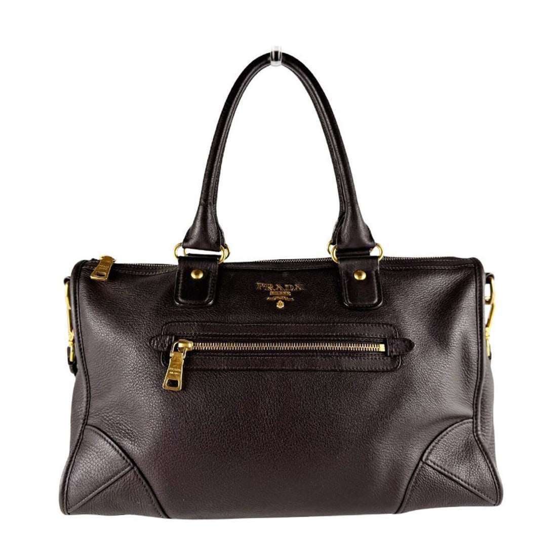 Prada PRADA Handbag Shoulder Bag Leather Dark Brown Women's z10269 (1 of 13)