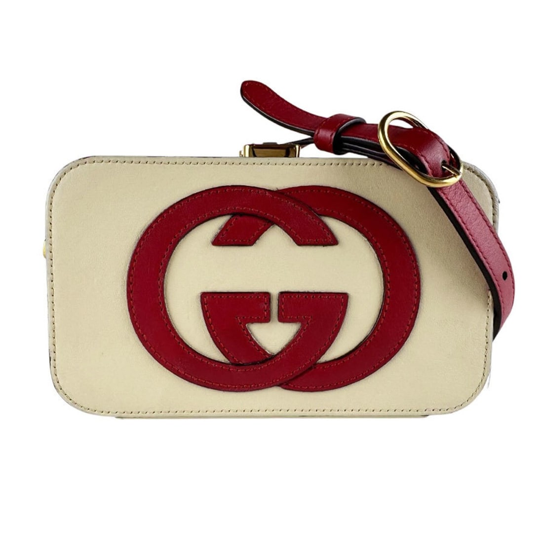 Gucci Interlocking G Shoulder Bag, Leather, Beige/Red, Women's, 658230 z10267: --- Catalog ---Category: SizeSize (HxWxD): 10cm x 17cm x 6cm / 3.93'' x 6.69'' x 2.36''Category: DesignType: Shoulder bagColor: Beige, Red colorGender: WomenMaterial: Leather Category: GeneralMPN: 658