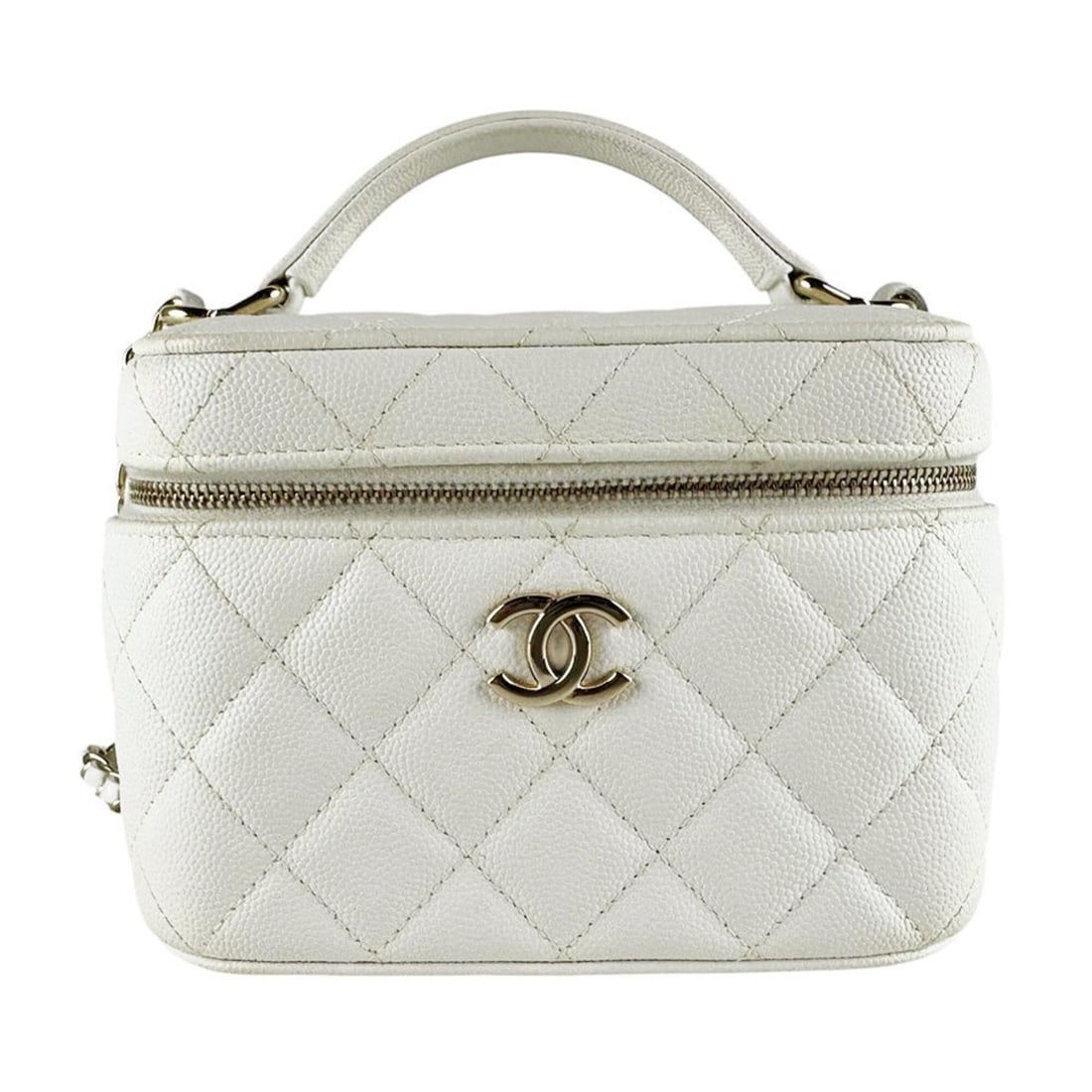Chanel CHANEL Shoulder Bag, Caviar Leather, White Gold, Women's z10261: --- Catalog ---Category: SizeSize (HxWxD): 11cm x 16cm x 12cm / 4.33'' x 6.29'' x 4.72''Category: DesignType: Shoulder bagColor: WhiteGender: WomenMaterial: Grained Calfskin Category: GeneralBrand: Ch