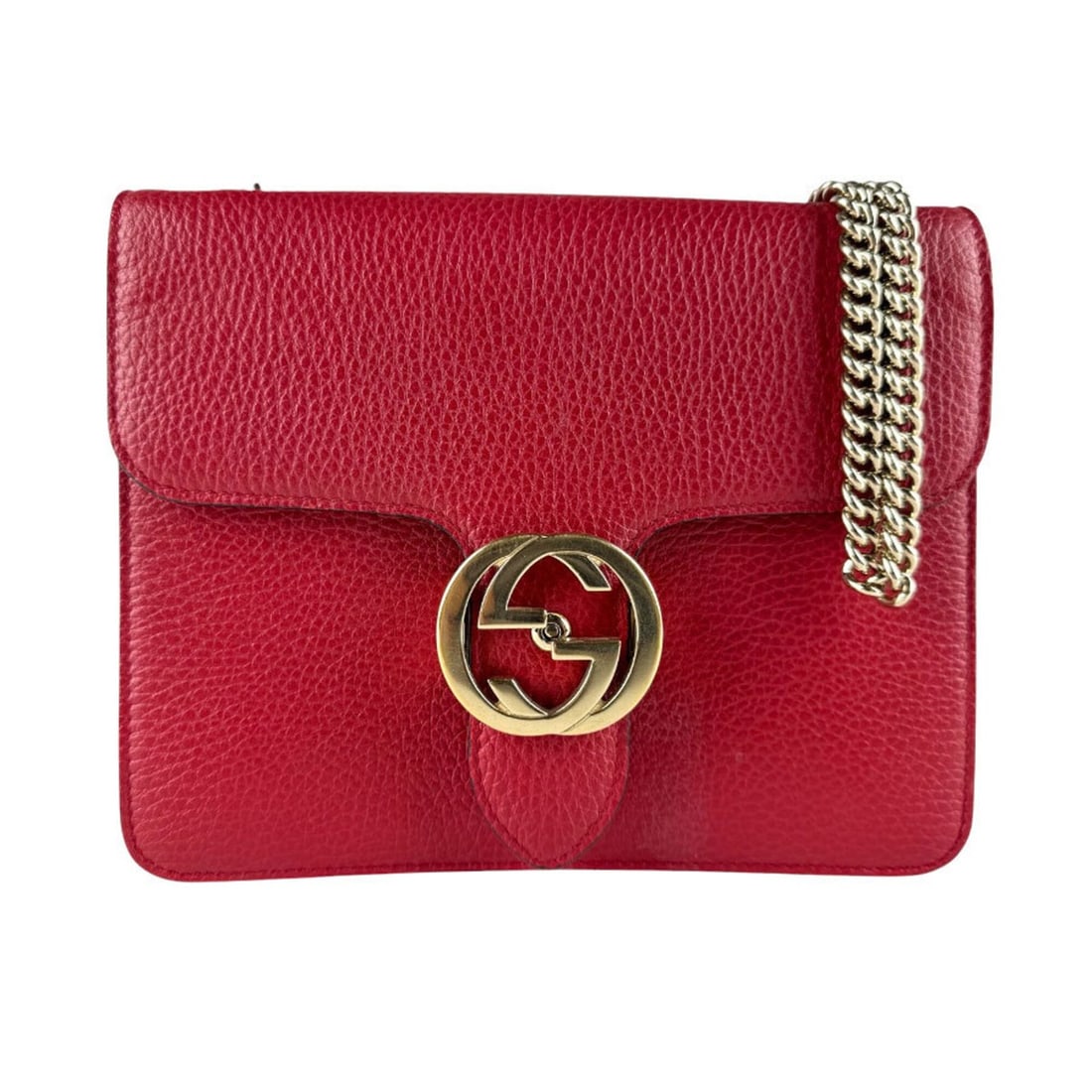 Gucci Interlocking G Leather Shoulder Bag, Red, Women's, 510304 z10228: --- Catalog ---Category: SizeSize (HxWxD): 16cm x 19cm x 5cm / 6.29'' x 7.48'' x 1.96''Category: DesignType: Shoulder bagColor: Red colorGender: WomenMaterial: Leather Category: GeneralMPN: 510304Bran