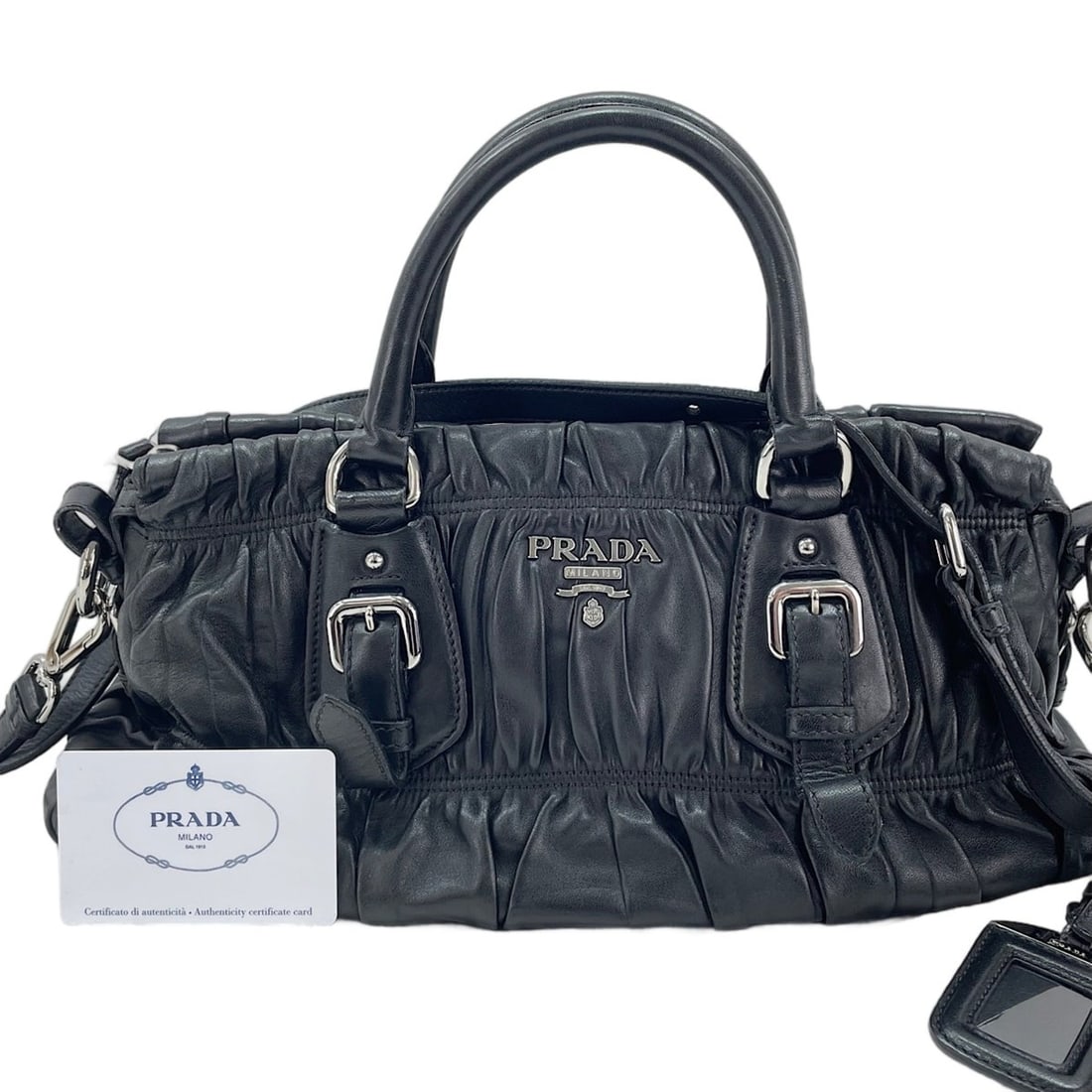 Prada PRADA 2-way shoulder bag, black: --- Catalog ---Category: SizeHandle Drop: 10.00cm / 3.94''Size (HxWxD): 20cm x 35cm x 12cm / 7.87'' x 13.77'' x 4.72''Strap Length: 97cm - 107cm / 38.18'' - 42.12''Category: DesignType: Shoulder bagCo