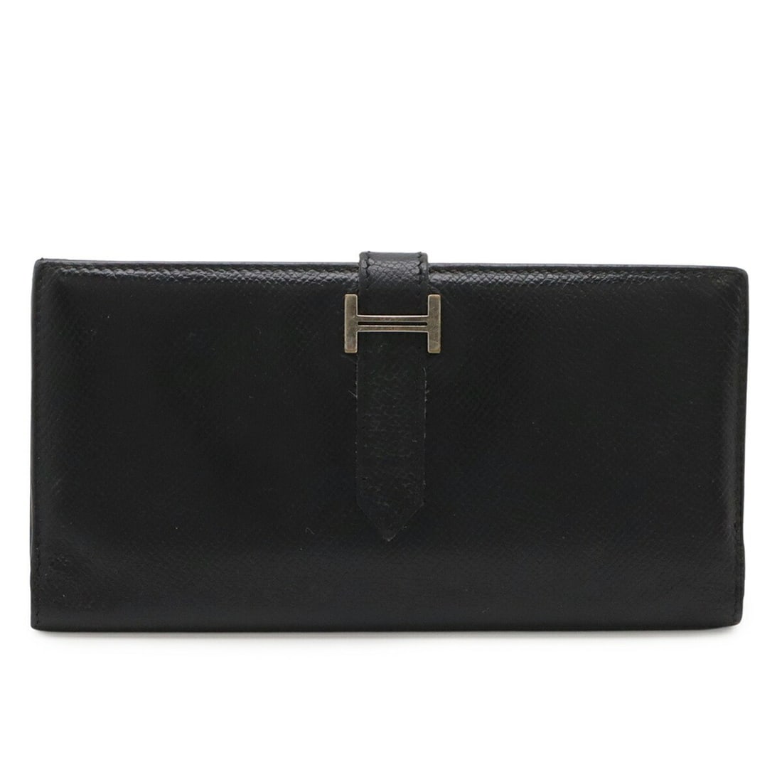HERMES Bearn 2PLIS Tri-fold Long Wallet, Courchevel Leather, Black, ?J Stamp: --- Catalog ---Category: SizeSize (HxWxD): 9.5cm x 17.5cm / 3.74'' x 6.88''Category: DesignType: Long wallet (tri-fold)Color: BlackGender: MenMaterial: Courchevel leather Category: GeneralBrand: Herme