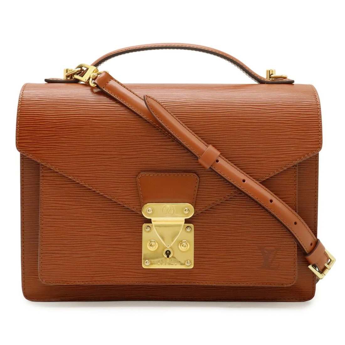 LOUIS VUITTON Epi Monceau Handbag/Clutch Bag, Kenya Brown, Key Missing, M52123 (1 of 10)