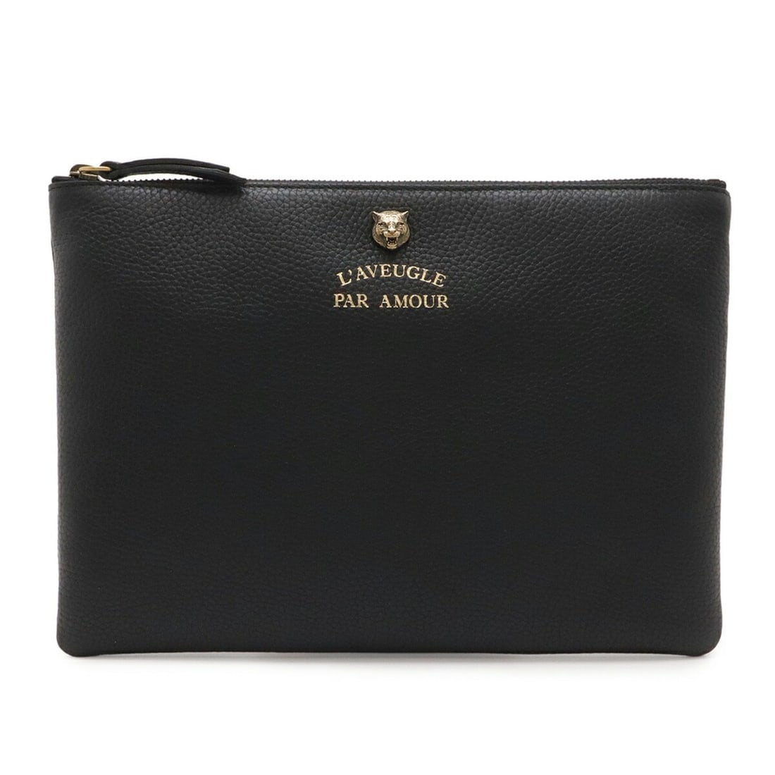 GUCCI Animalier Tiger Head Clutch Bag, Second Handbag, Pouch, Leather, Black, 453165: --- Catalog ---Category: SizeSize (HxWxD): 19.5cm x 27cm / 7.67'' x 10.62''Category: DesignType: Clutch bagColor: BlackGender: Women,MenMaterial: Leather Category: GeneralBrand: GucciCountry of Origin