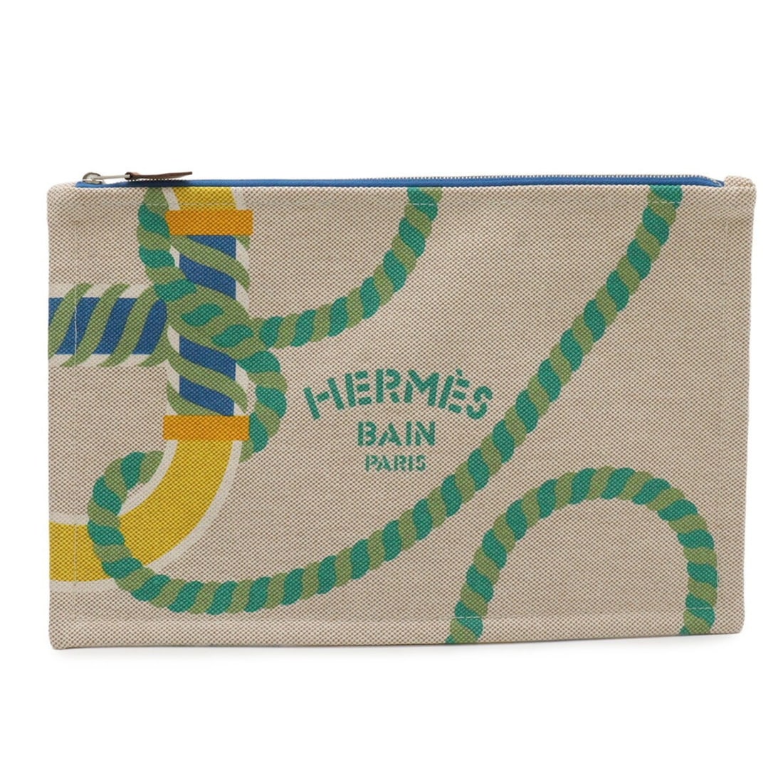 HERMES Canoe H Yachting GM Flat Pouch Handbag Clutch Bag Cotton Vitamin Multicolor: --- Catalog ---Category: SizeSize (HxWxD): 19cm x 29cm / 7.48'' x 11.41''Category: DesignType: Clutch bag, PouchColor: Multi-colorGender: WomenMaterial: Cotton , Leather Category: GeneralBrand: Hermes