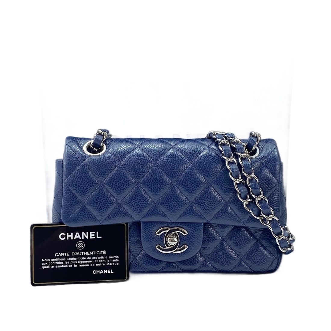 Chanel Mini Matelassé Shoulder Bag, Navy: --- Catalog ---Category: SizeSize (HxWxD): 22cm x 20cm x 6.5cm / 8.66'' x 7.87'' x 2.55''Category: DesignType: Shoulder bagColor: NavyGender: WomenCategory: GeneralBrand: Chanel--- Item List ---Sectio