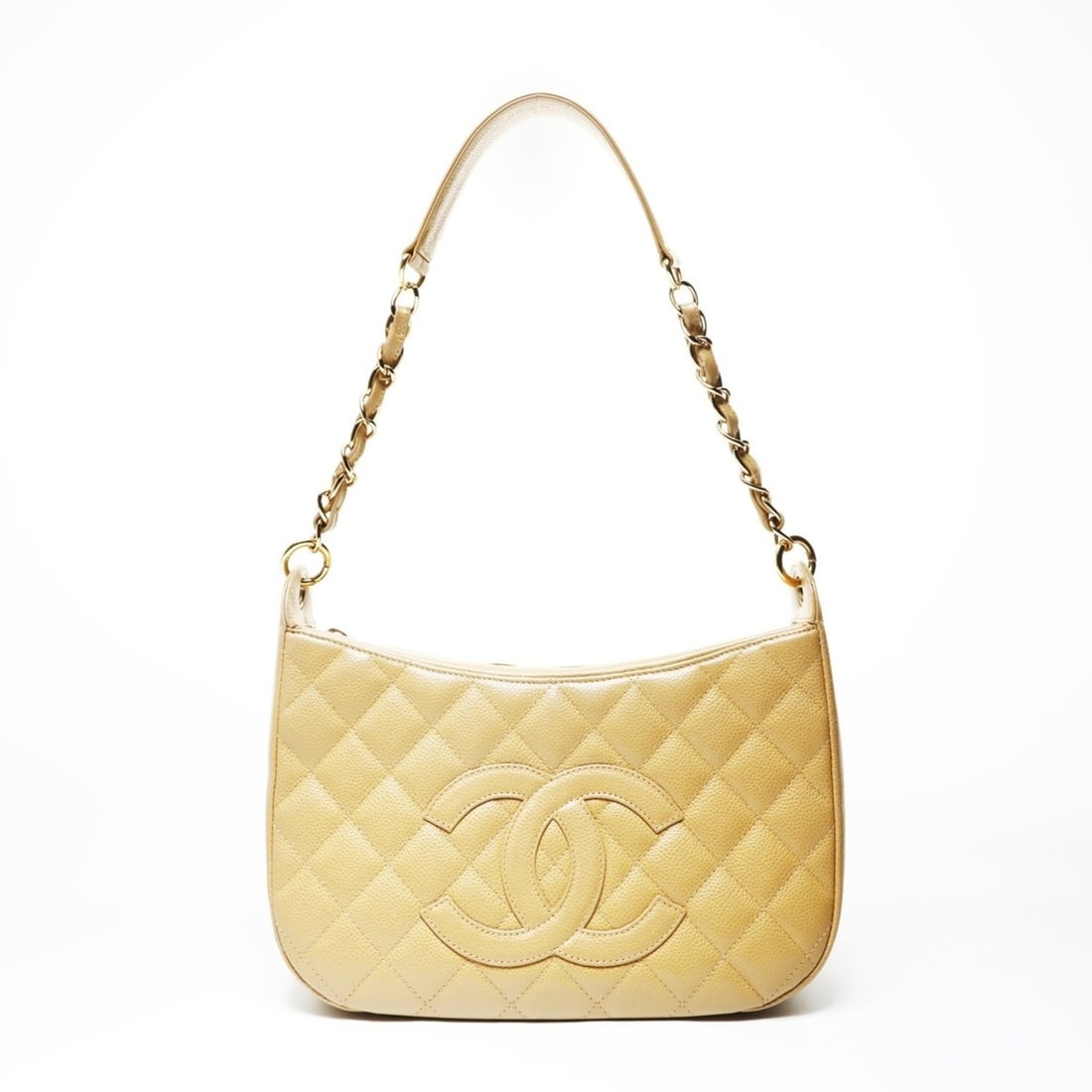 Chanel Matelassé Caviar Skin Shoulder Bag, Beige: --- Catalog ---Category: SizeSize (HxWxD): 18cm x 28.5cm x 10cm / 7.08'' x 11.22'' x 3.93''Category: DesignType: Shoulder bagColor: BeigeGender: WomenMaterial: Grained Calfskin Category: GeneralBrand: