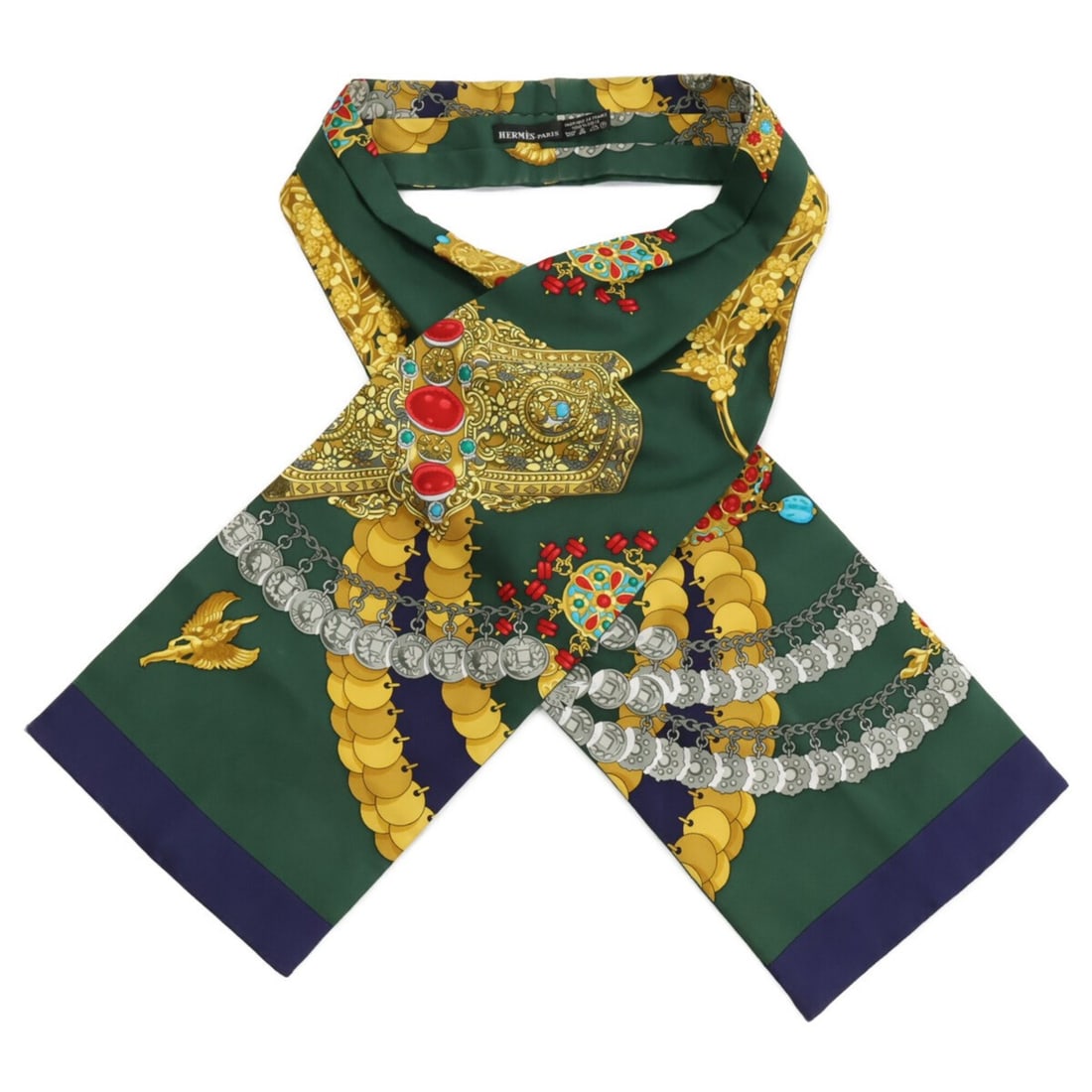 HERMES Kosmima Scarf Ribbon Scarf/Muffler, Green Multicolor, Women's: --- Catalog ---Category: SizeSize (LxW): 1.27m x 17cm / 50'' x 6.69''Category: DesignType: ScarfColor: Green, Multi-colorGender: WomenMaterial: Silk Category: GeneralBrand: Hermes--- Item List ---Sect