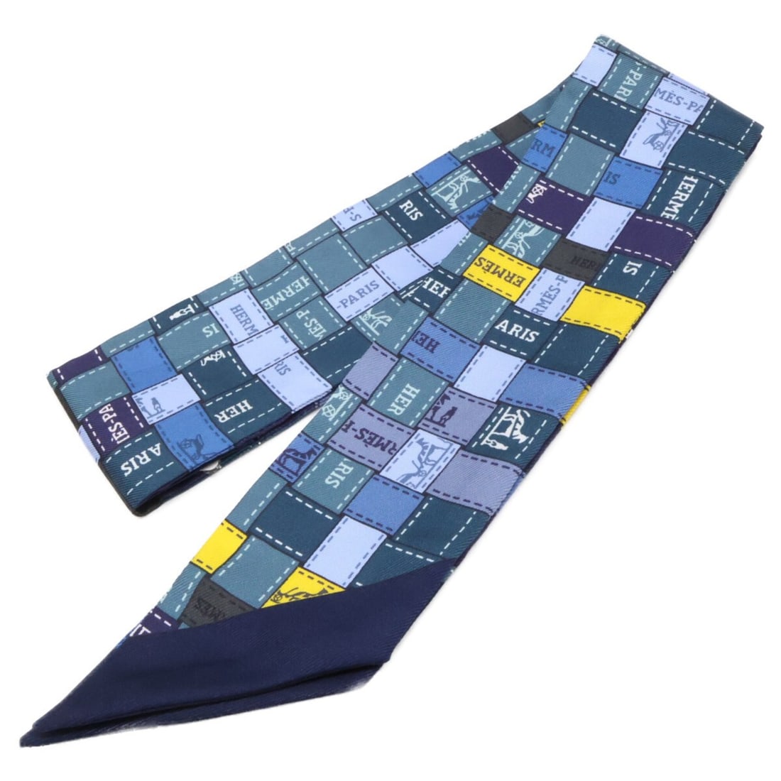 HERMES H062408S 11 BOLDUC AN CARRE Bolduc Check Silk Twilly Scarf/Muffler VERT BLEU JAUNE VIF: --- Catalog ---Category: SizeSize (LxW): 86cm x 5cm / 33.85'' x 1.96''Category: DesignType: ScarfGender: WomenMaterial: Silk Category: GeneralBrand: Hermes--- Item List ---Section: ConditionRanking: R