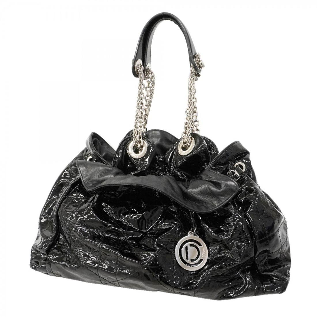 Christian Dior Cannage Enamel Handbag, Black, Women's: --- Catalog ---Category: SizeSize (HxWxD): 33cm x 41.5cm x 15.5cm / 12.99'' x 16.33'' x 6.1''Category: DesignType: HandbagColor: BlackGender: WomenHardware Color: SilverCategory: GeneralBrand: Christi