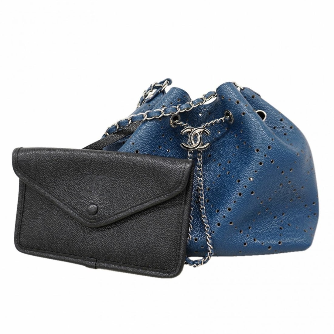 Chanel Shoulder Bag, Chain Shoulder, Caviar Leather, Blue, Women's: --- Catalog ---Category: SizeSize (HxWxD): 24.5cm x 25.5cm x 13cm / 9.64'' x 10.03'' x 5.11''Category: DesignType: Shoulder bagColor: BlueGender: WomenMaterial: Grained Calfskin Hardware Color: Silver