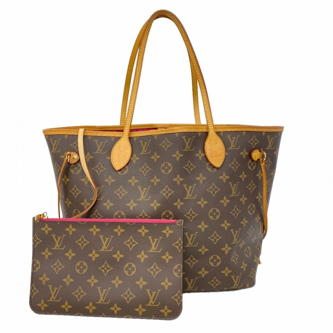 Louis Vuitton Monogram Neverfull MM Tote Bag M40996 Brown Fuchsia Women's: --- Catalog ---Category: SizeSize (HxWxD): 29cm x 32cm x 16cm / 11.41'' x 12.59'' x 6.29''Category: DesignType: Tote bagColor: Brown, FuchsiaGender: WomenCategory: GeneralMPN: M40996Brand: Louis Vuitt