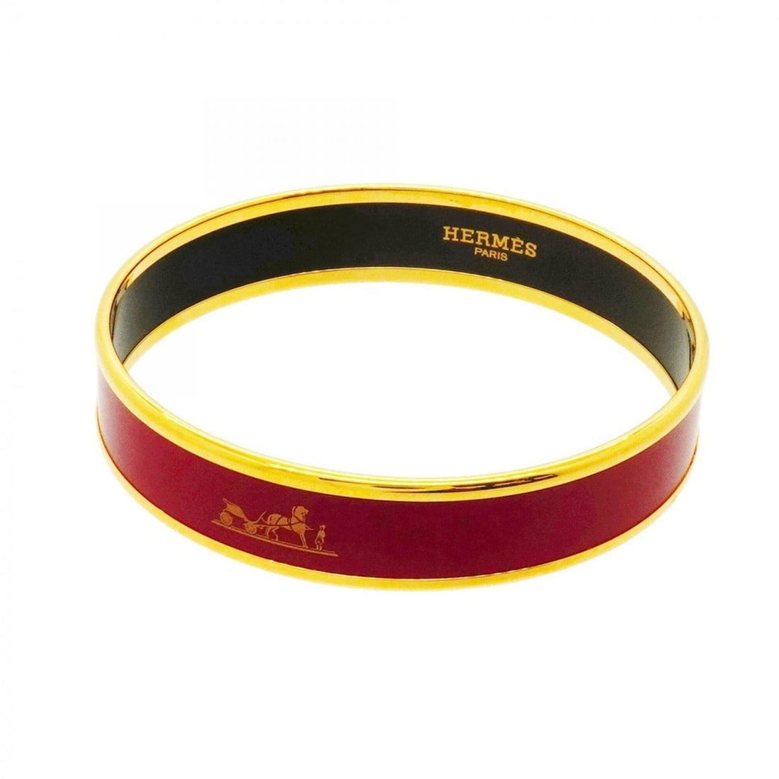 Hermes Bangle Email PM Caleche GP Plated Cloisonné Gold Red Women's: --- Catalog ---Category: SizeLength: 19cm / 7.48''Category: DesignType: BangleColor: Gold, Red colorGender: WomenMaterial: Cloisonné/enamel, Gold platingCategory: GeneralBrand: Hermes--- Item List --