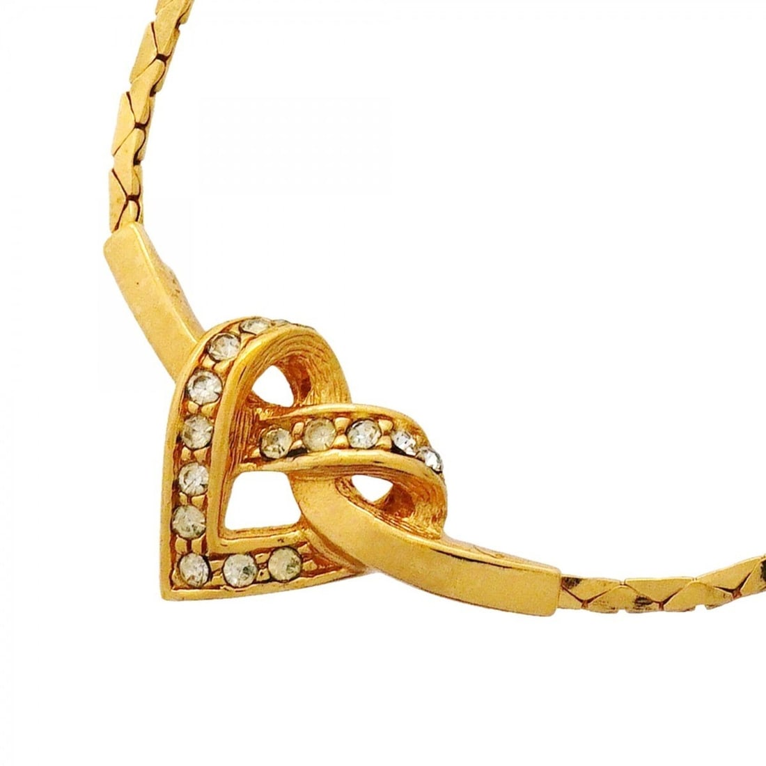 Christian Dior Necklace, Heart Motif, GP Plated, Rhinestone, Gold, Women's: --- Catalog ---Category: SizePendant Size: 12.2mm x 24mm / 0.48'' x 0.94''Neck Circumference: 39.5 cm - 44.5 cm / 15.55'' - 17.51''Category: DesignColor: GoldGender: WomenMaterial: Gold plating, Rhine