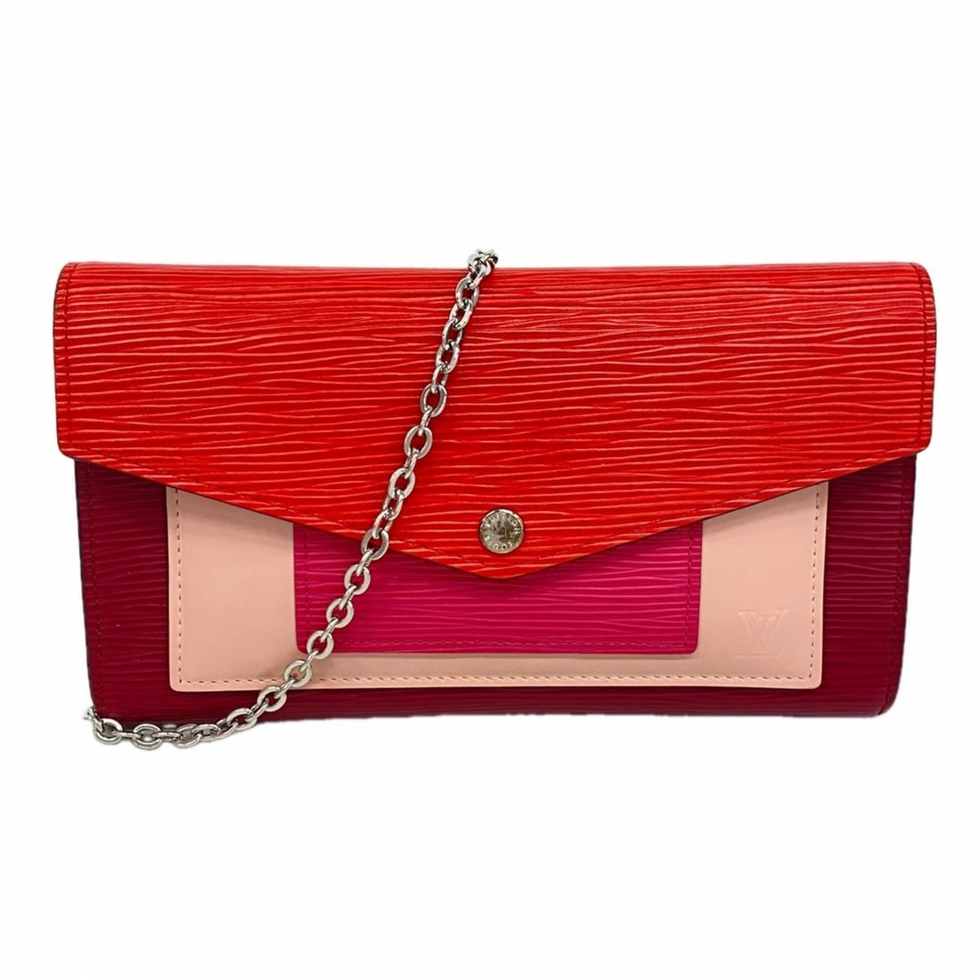 Louis Vuitton Epi Leather Portefeuille Chain Wallet, M62252, Pink/Red, Women's: --- Catalog ---Category: SizeSize (HxWxD): 12.5cm x 20cm x 1.5cm / 4.92'' x 7.87'' x 0.59''Category: DesignType: Chain/Shoulder walletColor: Pink, Red colorGender: WomenCategory: GeneralMPN: M62252Bra